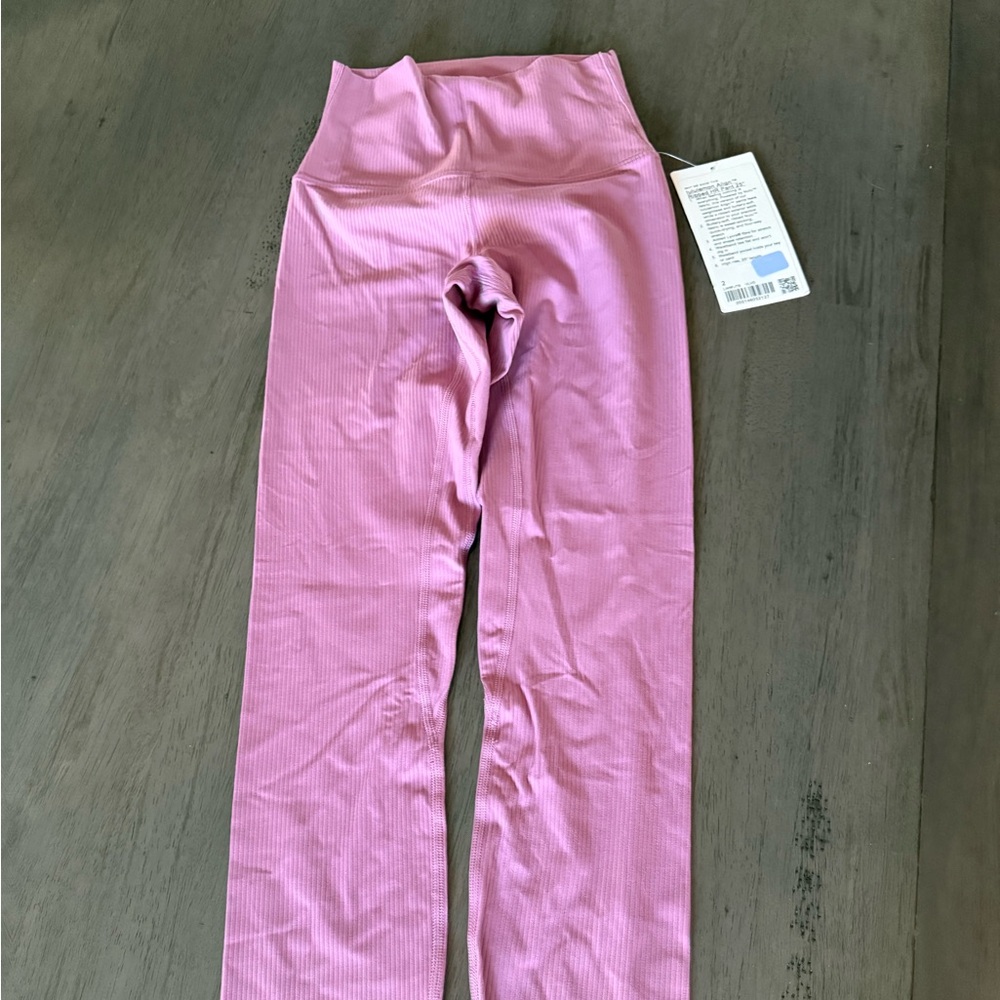 Lululemon Align Ribbed High-Rise Pant 25" Velvet Dust Pink Size 2 NWT. RV $118
